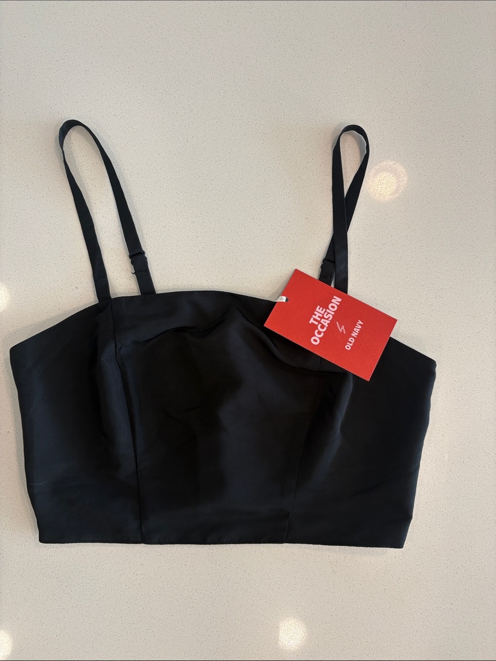Old Navy Black Satin Crop Bandeau Cami